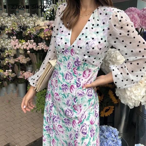 casual dresses 2021 vintage v neck contrast polka dot floral print long sleeve dress women korean midi chiffon vestidos white, Black;gray
casual dresses 2021 vintage v neck contrast polka dot floral print long sleeve dress women korean midi chiffon vestidos white, Black;gray