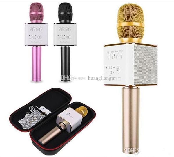 

new q7 handheld microphone bluetooth wireless magic ktv with speaker mic handheld loudspeaker portable karaoke player for smartphone 0802218