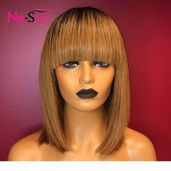 brazilian hair short cut bob wig with bangs ombre blonde lace front synthetic wig ing, Black
brazilian hair short cut bob wig with bangs ombre blonde lace front synthetic wig ing, Black