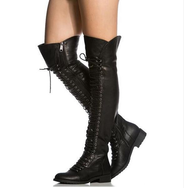 women winter new fashion lace-up leather over knee flat boots brown black zipper-up long knight boots warm
women winter new fashion lace-up leather over knee flat boots brown black zipper-up long knight boots warm