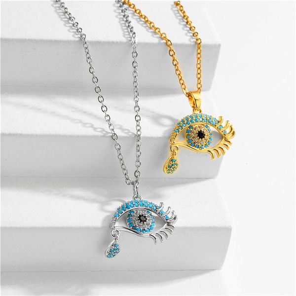 classic design blue zircon micro pave evil eye pendant copper necklace for women gift, Silver
classic design blue zircon micro pave evil eye pendant copper necklace for women gift, Silver