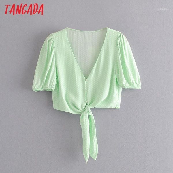 tangada women retro dots green crop shirt bow short sleeve 2020 summer chic female slim shirt 6a1801, White
tangada women retro dots green crop shirt bow short sleeve 2020 summer chic female slim shirt 6a1801, White