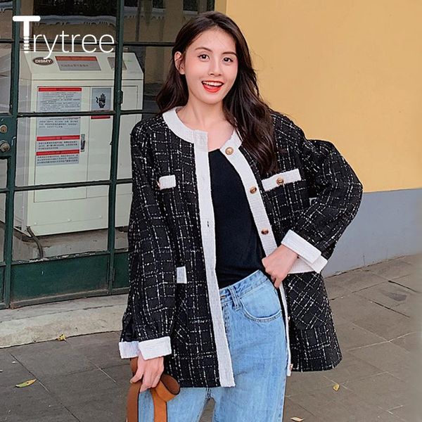 women's jackets trytree autumn winter women casual plaid coat knitted button polyester single breasted wide-waisted office lady pockets, Black;brown
women's jackets trytree autumn winter women casual plaid coat knitted button polyester single breasted wide-waisted office lady pockets, Black;brown