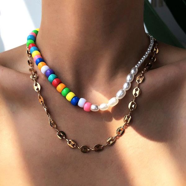 chains gothic nose link necklace for women bohemia gold color 2pcs layered choker colorful acrylic beads imiation pearl, Silver
chains gothic nose link necklace for women bohemia gold color 2pcs layered choker colorful acrylic beads imiation pearl, Silver