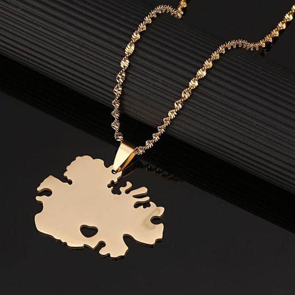 pendant necklaces stainless steel heart antigua map gold color chain jewelry gifts, Silver
pendant necklaces stainless steel heart antigua map gold color chain jewelry gifts, Silver