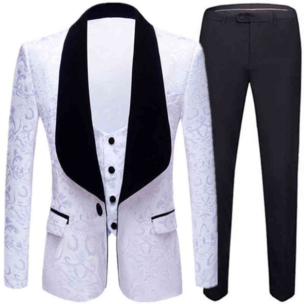 men's suits & blazers 3 pcs set jacket vest pants / host banquet black velvet collar dark pattern slim fit coat waistcoat trousers, White;black
men's suits & blazers 3 pcs set jacket vest pants / host banquet black velvet collar dark pattern slim fit coat waistcoat trousers, White;black