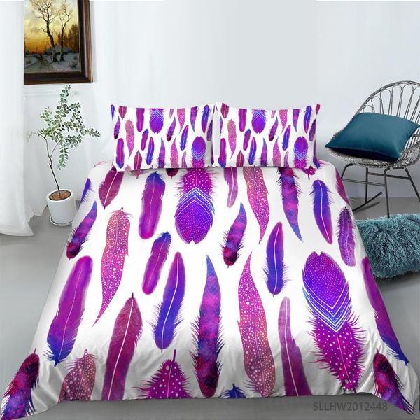 3d purple feathers printing comforter bedding set single double king size 2/3pcs quilt cover with pillowcases
3d purple feathers printing comforter bedding set single double king size 2/3pcs quilt cover with pillowcases