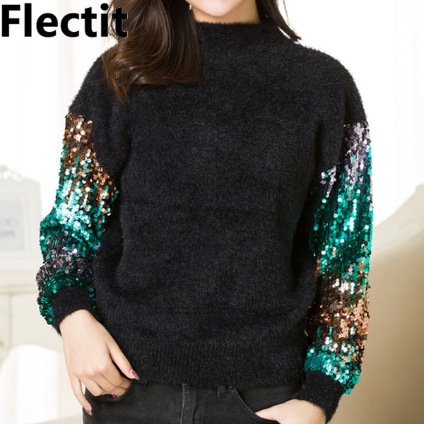 flectit metallic sequin sleeve fuzzy angora sweater women autumn winter high street knitted jumper pullovers * lj201112, White;black
flectit metallic sequin sleeve fuzzy angora sweater women autumn winter high street knitted jumper pullovers * lj201112, White;black