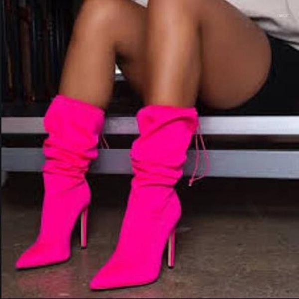 fuchsia loose pleated boots pointed toe lace-up stretch high heeled short boots1, Black
fuchsia loose pleated boots pointed toe lace-up stretch high heeled short boots1, Black