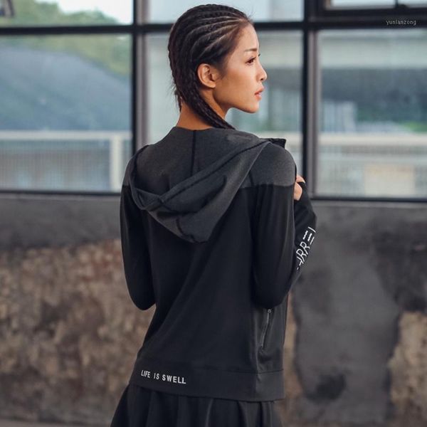 running jackets hooded thumb hole yoga jacket women zipper fitness clothing sport gym sportswear sweatshirt1, Black;red
running jackets hooded thumb hole yoga jacket women zipper fitness clothing sport gym sportswear sweatshirt1, Black;red