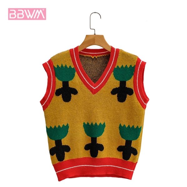 korean style v-neck sleeveless cactus flower color matching knit women's sweater harajuku college style pullover female sweater y201128, White;black
korean style v-neck sleeveless cactus flower color matching knit women's sweater harajuku college style pullover female sweater y201128, White;black