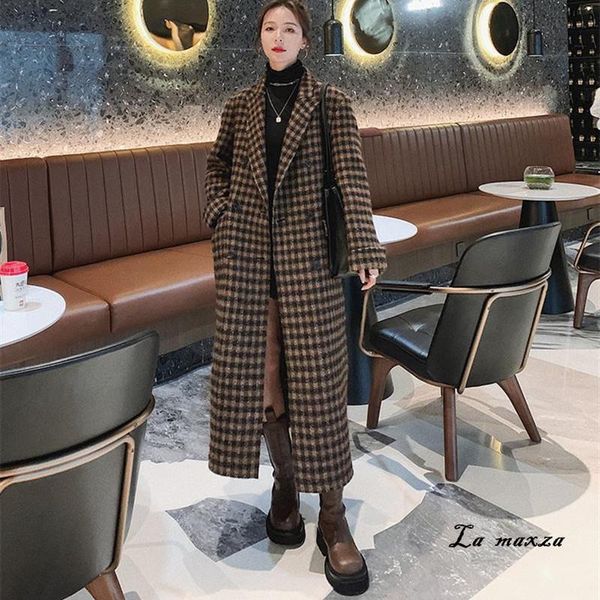 winter 2021 thick warm coat women fashion vintage korean style plaid cashmere long coat, Black
winter 2021 thick warm coat women fashion vintage korean style plaid cashmere long coat, Black