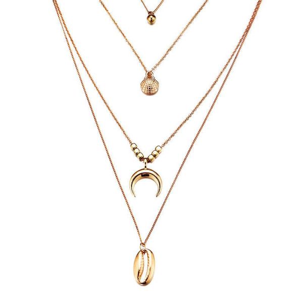 pendant necklaces multi layer gold moon cowrie shell seashell necklace choker collar beach jewelry for women female, Silver
pendant necklaces multi layer gold moon cowrie shell seashell necklace choker collar beach jewelry for women female, Silver