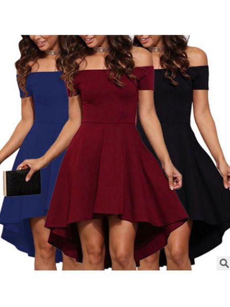 summer new arrivals women's dresses style one-shoulder short-sleeved big swing dovetail short solid color slim evening, Black;gray
summer new arrivals women's dresses style one-shoulder short-sleeved big swing dovetail short solid color slim evening, Black;gray