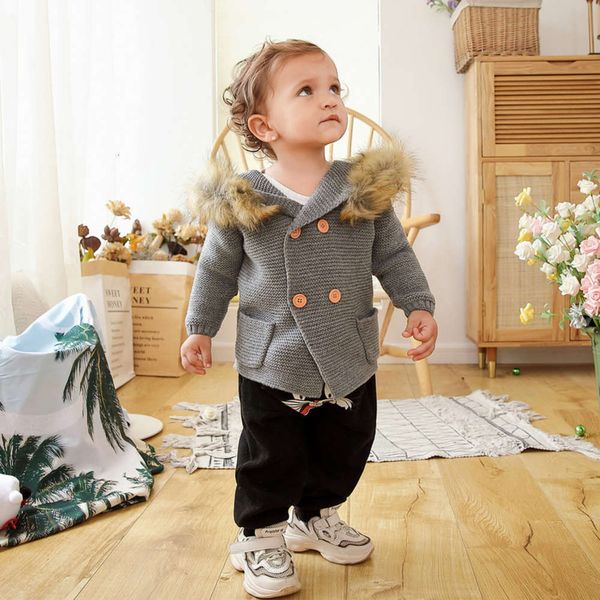 hooded collar children's wool sweater infant knitted long sve autumn winter coat new year's wear, Blue
hooded collar children's wool sweater infant knitted long sve autumn winter coat new year's wear, Blue