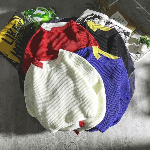 color block ribbon knitwear sweater men women autumn basic students sweaters1, White;black
color block ribbon knitwear sweater men women autumn basic students sweaters1, White;black