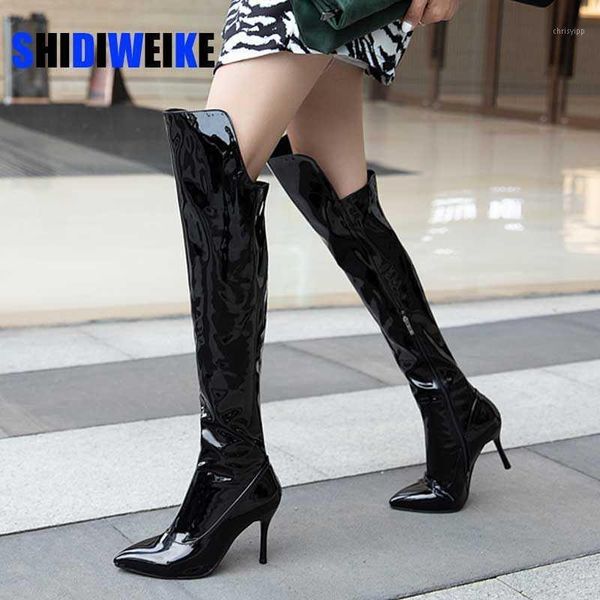 mirror leather thigh high boots women thin heels over the knee boots for women point toe fetish party long shoes ac0681, Black
mirror leather thigh high boots women thin heels over the knee boots for women point toe fetish party long shoes ac0681, Black