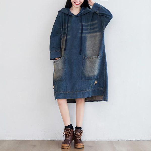helisopus hooded denim dress women retro loose washed baggy dress long sleeve cowboy with pockets, Black;gray
helisopus hooded denim dress women retro loose washed baggy dress long sleeve cowboy with pockets, Black;gray