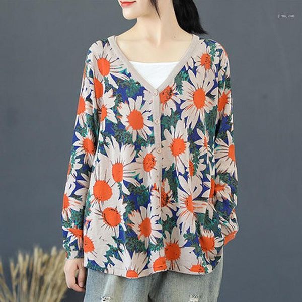 johnature retro fashion print v-neck single breasted knitted sweater 2020 autumn new loose comfortable women cardigan knitwear1, White
johnature retro fashion print v-neck single breasted knitted sweater 2020 autumn new loose comfortable women cardigan knitwear1, White