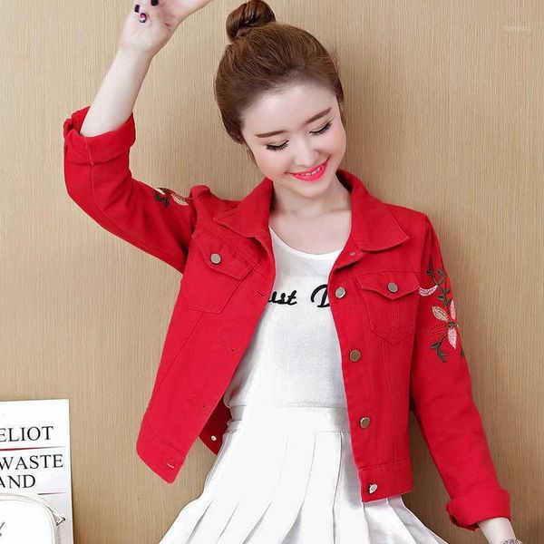 women spring autumn new short coat women plus size xxxl embroidery jeans jacket red white denim jacket female casual coats1, Black;brown
women spring autumn new short coat women plus size xxxl embroidery jeans jacket red white denim jacket female casual coats1, Black;brown