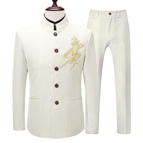 men's suits & blazers blazer pants vest 3 pieces set / 2021 casual boutique chinese style stand collar suit jacket coat teousers waistc, White;black
men's suits & blazers blazer pants vest 3 pieces set / 2021 casual boutique chinese style stand collar suit jacket coat teousers waistc, White;black