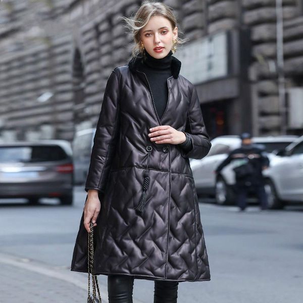 women's leather & faux real jacket women korean sheepskin coat female 90% white duck down jackets double-sided winter 2021 abrigo mujer, Black
women's leather & faux real jacket women korean sheepskin coat female 90% white duck down jackets double-sided winter 2021 abrigo mujer, Black
