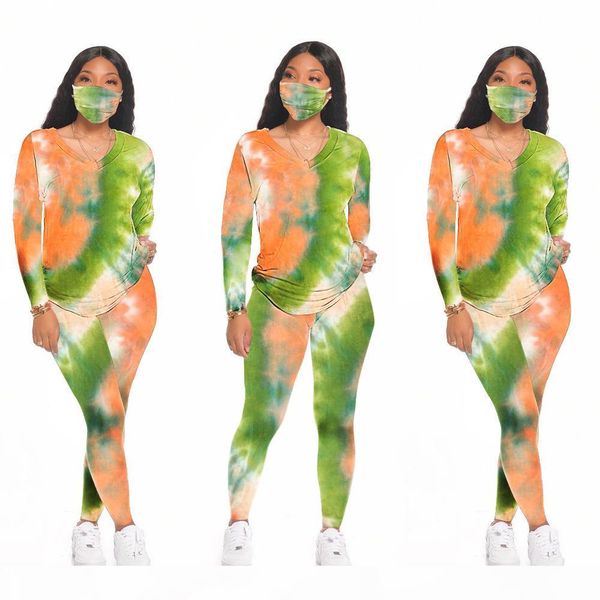 designer women tow pieces outfits tie dye tracksuit long sleeved round neck casual fashion home sports pants suit (including mask) dhl, White
designer women tow pieces outfits tie dye tracksuit long sleeved round neck casual fashion home sports pants suit (including mask) dhl, White