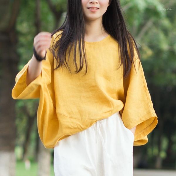 blouse women solid color cotton linen original irregular o-neck half sleeve female clothes loose casual women 1, White
blouse women solid color cotton linen original irregular o-neck half sleeve female clothes loose casual women 1, White