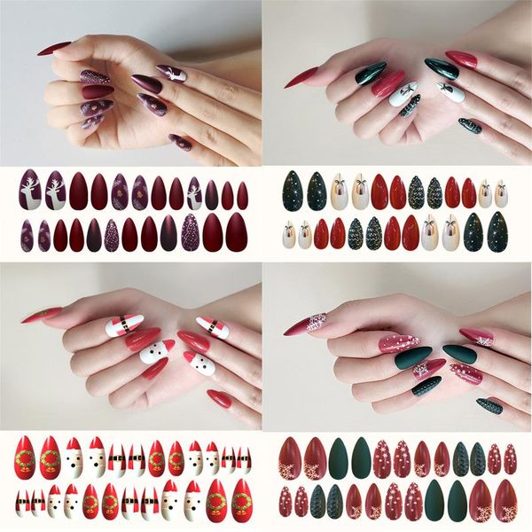 false nails 2021 24pcs/sheet christmas designs acrylic full cover artificial fake diy ladies press on designed nail tips tape, Red;gold
false nails 2021 24pcs/sheet christmas designs acrylic full cover artificial fake diy ladies press on designed nail tips tape, Red;gold