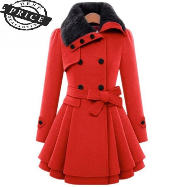 women's wool & blends lapel autumn winter women collar medium length female thicken solid color elegant double breasted fur woolen coat, Black
women's wool & blends lapel autumn winter women collar medium length female thicken solid color elegant double breasted fur woolen coat, Black