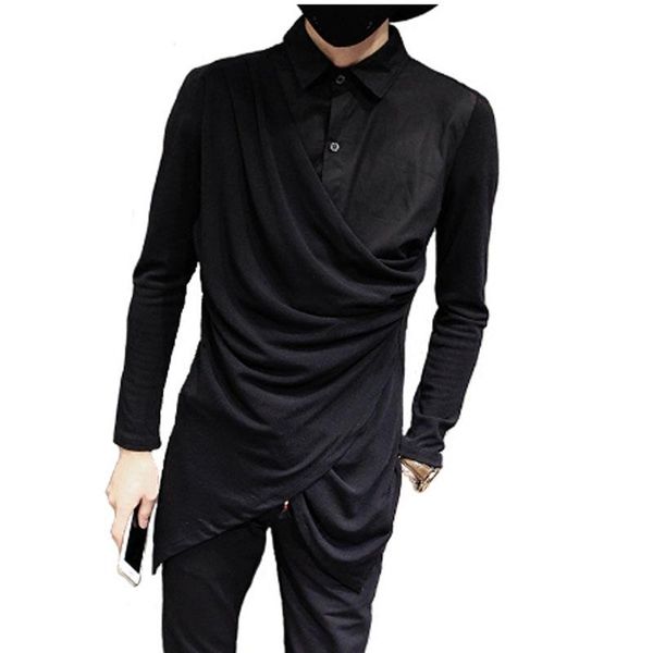 men's casual shirts nightclub dj singer stage costume hip hop punk men shirt irregular design knit patchwork blouse fake two piece goth, White;black
men's casual shirts nightclub dj singer stage costume hip hop punk men shirt irregular design knit patchwork blouse fake two piece goth, White;black