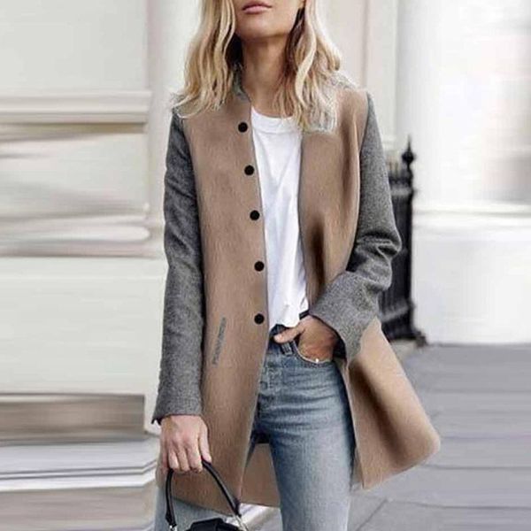 women's wool & blends autumn winter women elegant woolen coat casual long sleeve splicing color slim cardigan jacket plus size outwear, Black
women's wool & blends autumn winter women elegant woolen coat casual long sleeve splicing color slim cardigan jacket plus size outwear, Black
