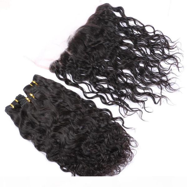 wet and wavy virgin brazilian human hair weave bundles 3pcs with frontal water wave 13x4 full lace frontal closure with weaves 4pcs lot, Black;brown
wet and wavy virgin brazilian human hair weave bundles 3pcs with frontal water wave 13x4 full lace frontal closure with weaves 4pcs lot, Black;brown