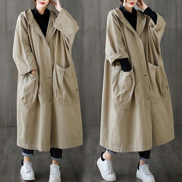 2021 new spring autumn trench coat women windbreaker plus size big pocket bat sleeve loose overcoat long hooded outerwear female, Tan;black
2021 new spring autumn trench coat women windbreaker plus size big pocket bat sleeve loose overcoat long hooded outerwear female, Tan;black