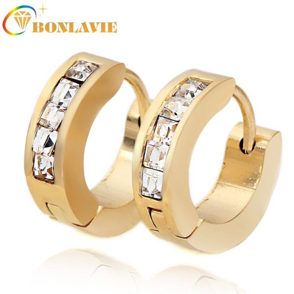 BONLAVIE Titanium Steel Hoop Earrings Korean Classic Simple Women Girl Fashion Zircon Earrings Hip Hop Cubic Zirconia Jewelry, Golden;silver
BONLAVIE Titanium Steel Hoop Earrings Korean Classic Simple Women Girl Fashion Zircon Earrings Hip Hop Cubic Zirconia Jewelry, Golden;silver