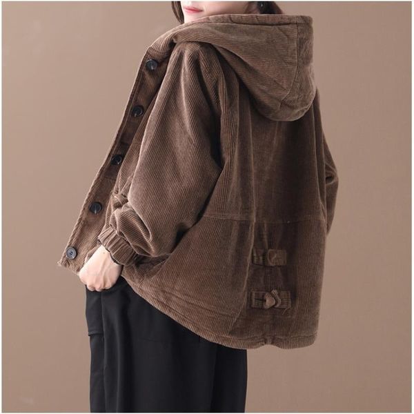corduroy 2019 coat autumn loose winter single breasted solid color pockets women hooded yoyikamomo jacket jqcux, Black
corduroy 2019 coat autumn loose winter single breasted solid color pockets women hooded yoyikamomo jacket jqcux, Black