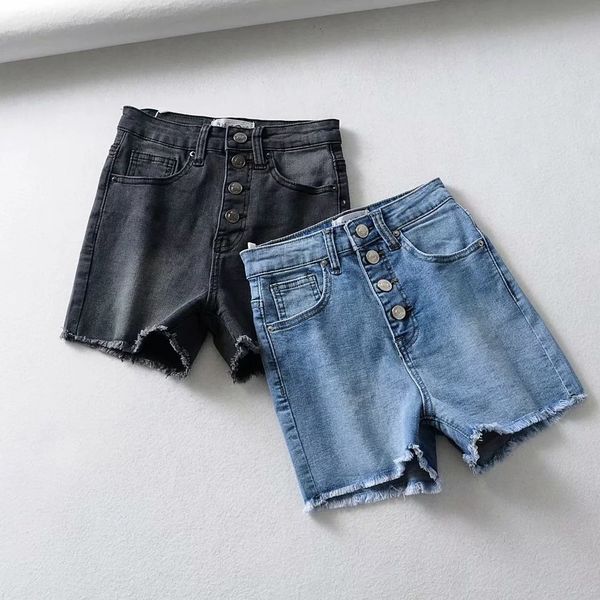 women's fashion high waisted and thin 4-button washed new summer denim shorts, Blue
women's fashion high waisted and thin 4-button washed new summer denim shorts, Blue