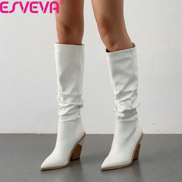 esveva 2020 soft pu leather autumn winter knee high boots pointed toe square high heel slip on women shoes big size 34-431, Black
esveva 2020 soft pu leather autumn winter knee high boots pointed toe square high heel slip on women shoes big size 34-431, Black