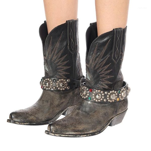old made leather embroidery designer ankle boots jewelry crystal buckle pointy toe kitten heel boots fashion cowboy botas mujer1, Black
old made leather embroidery designer ankle boots jewelry crystal buckle pointy toe kitten heel boots fashion cowboy botas mujer1, Black
