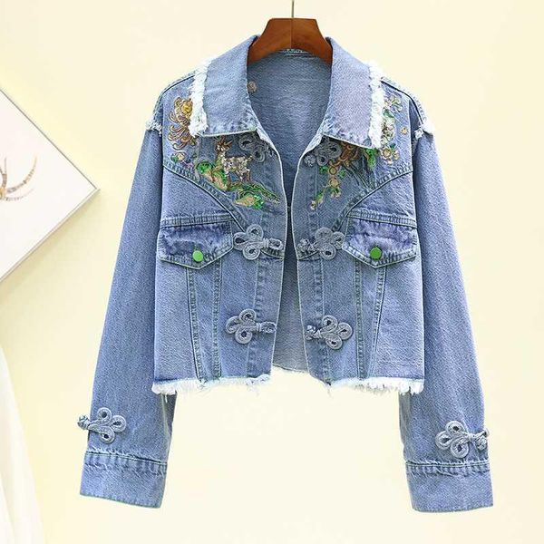 2020 spring short loose vintage buckle bright sequin floral embroidery tassel burr blue jeans jacket chaquetas casual denim coat1, Black;brown
2020 spring short loose vintage buckle bright sequin floral embroidery tassel burr blue jeans jacket chaquetas casual denim coat1, Black;brown