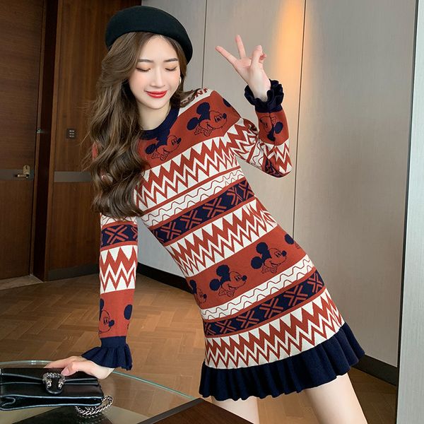 autumn and winter dress 2020 new fashion women's round neck cartoon pattern knit bottom long sleeve, Black;gray
autumn and winter dress 2020 new fashion women's round neck cartoon pattern knit bottom long sleeve, Black;gray