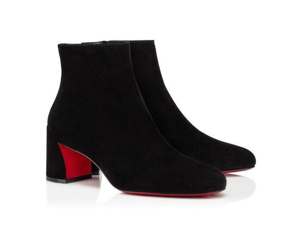 fashion women red bottom boots suede black leather ankle boots for women flat party dress winter luxury designer shoes