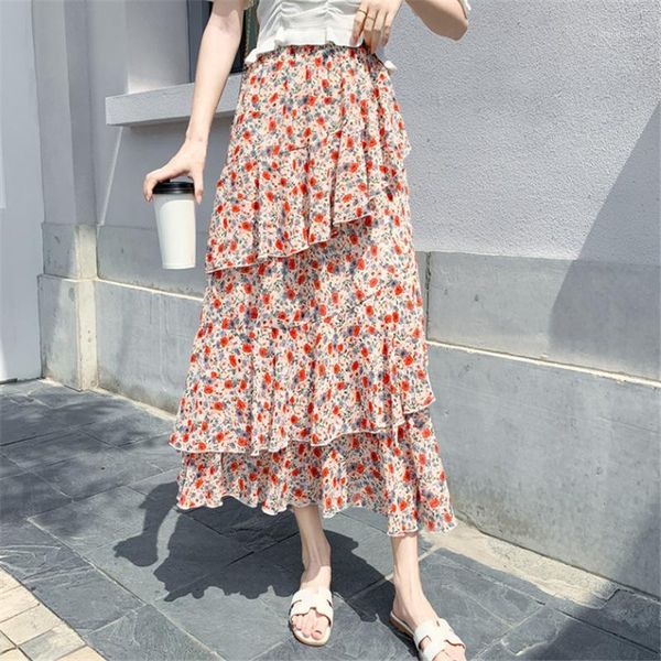 women high waist chiffon skirt cake ruffle spring new women's sweet floral print tired cake skirts korean midi a-line skirts1, Black
women high waist chiffon skirt cake ruffle spring new women's sweet floral print tired cake skirts korean midi a-line skirts1, Black