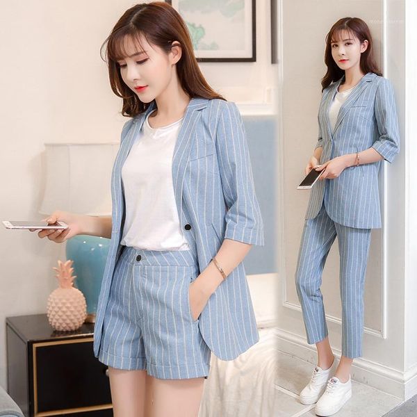 casual pant suits two piece set women striped sky blue half sleeve blazers + pants korean office business tracksuit outfits1, White;black
casual pant suits two piece set women striped sky blue half sleeve blazers + pants korean office business tracksuit outfits1, White;black