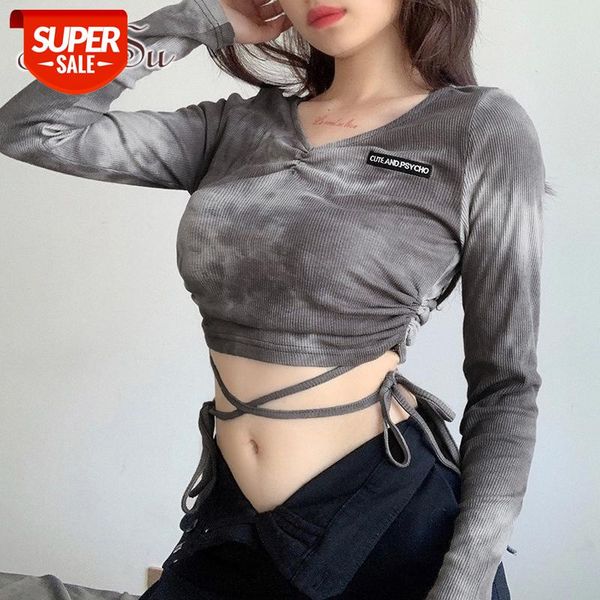 artsu tie dye print long sleeve v-neck women crop shirt autumn streetwear fashion fitness drawstring knit shirt ts52241 #ox5b, White
artsu tie dye print long sleeve v-neck women crop shirt autumn streetwear fashion fitness drawstring knit shirt ts52241 #ox5b, White