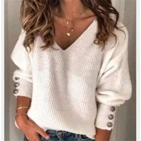 new sweater women's solid colored pullover long sleeve sweater cardigans v neck blue red gray 201030, White
new sweater women's solid colored pullover long sleeve sweater cardigans v neck blue red gray 201030, White