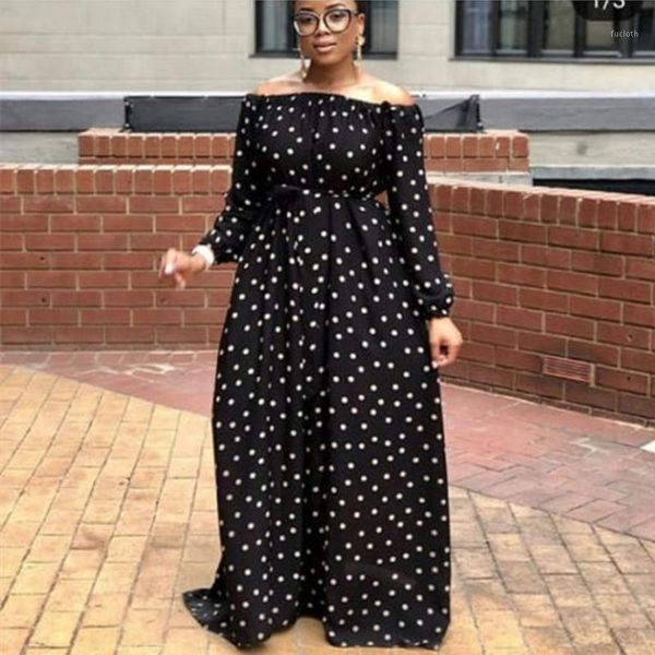 african women dress slash neck long sleeve dot dresses vestidos with sashes1, Black;gray
african women dress slash neck long sleeve dot dresses vestidos with sashes1, Black;gray