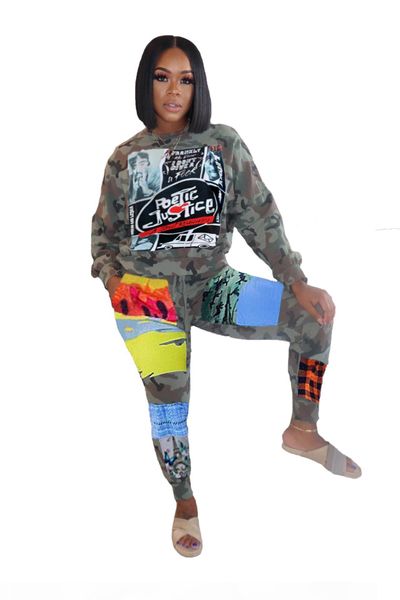women fashion clothing long sleeve sprts suit camouflage print two piece set the new listing 2020, White
women fashion clothing long sleeve sprts suit camouflage print two piece set the new listing 2020, White