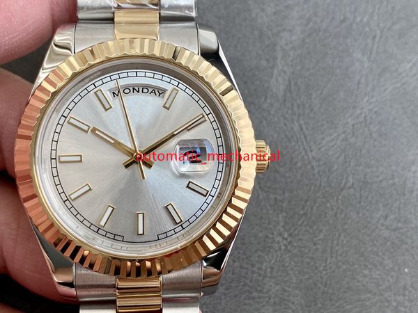 new silver dial 40mm mens watch day-date 228238 stainless steel automatic mechanical 904l sapphire luxury wristwatches ar215, Slivery;brown
new silver dial 40mm mens watch day-date 228238 stainless steel automatic mechanical 904l sapphire luxury wristwatches ar215, Slivery;brown