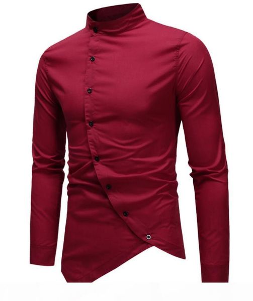 ms incline single breast shirt casual men irregular asymmetry design solid color stand collar long sleeve men dress shirt ing, White;black
ms incline single breast shirt casual men irregular asymmetry design solid color stand collar long sleeve men dress shirt ing, White;black